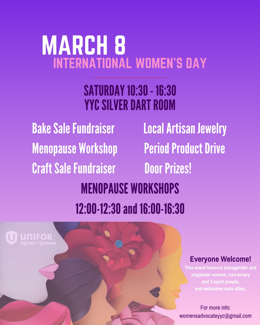 International Women's Day Poster for the event in YYC