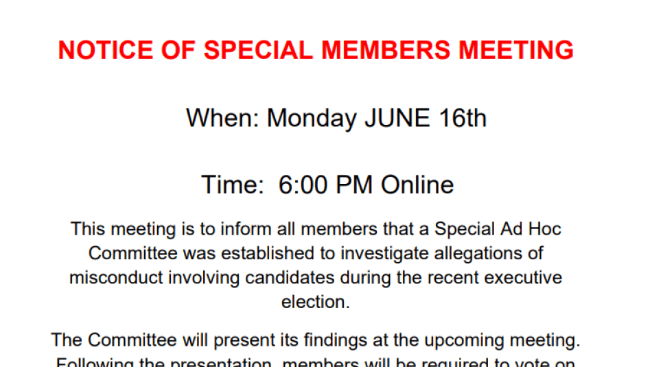 Special Meeting June 16